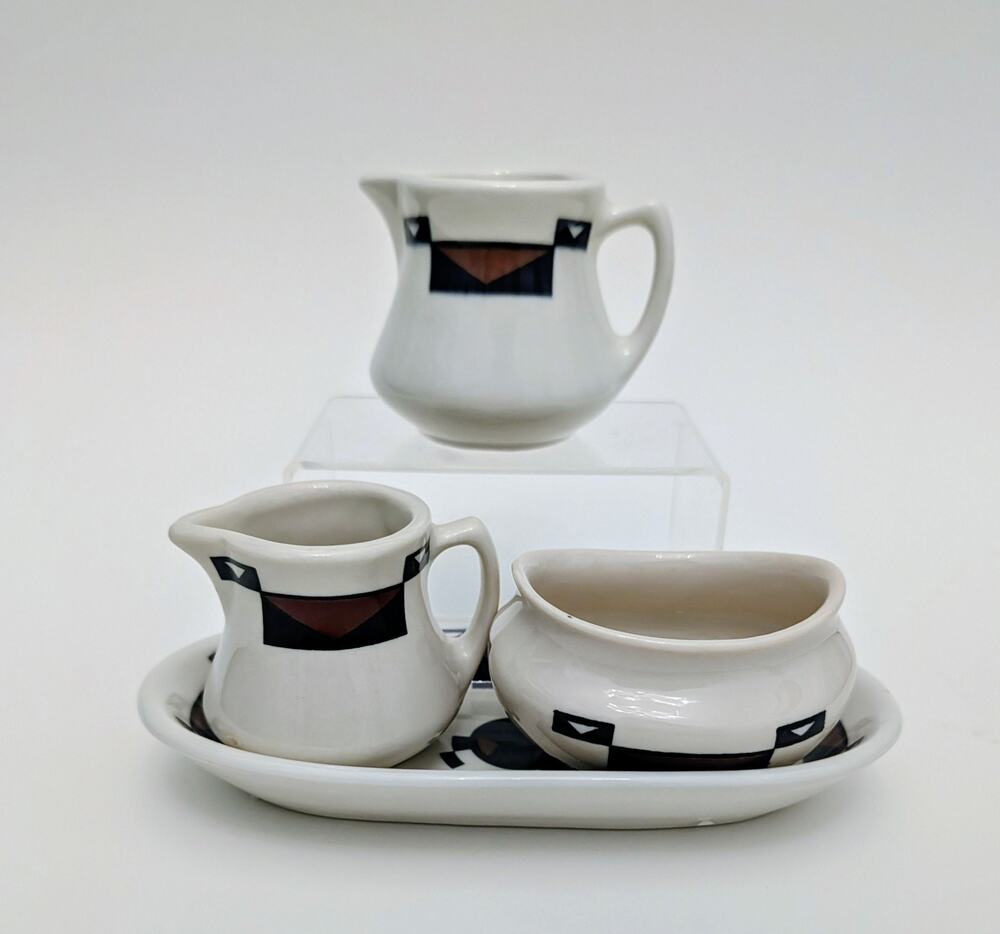 Ahwahnee Hotel Sterling China 4-pc Set, Tray Pitcher Sugar Bowl Yosemite Park